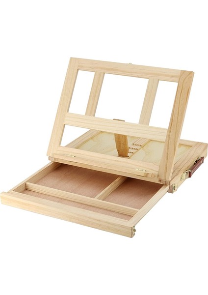 Taşınabilir 4 Ayarlanabilir Vites Çekmece Tipi Kayın Ağacı Masaüstü Şövale Yeni Başlayanlar ve Yetişkinler Için Burlywood Taşınabilir Sanat Çantası (Yurt Dışından)