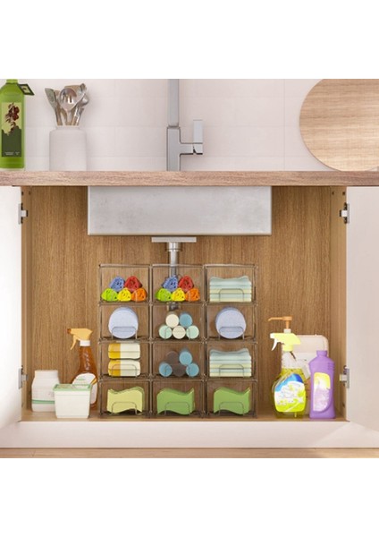 2 Adet Şeffaf Istife Edilebilir Saklama Çekmeceleri, Banyo Makyaj Düzenleyici, Ev Düzenleme ve Depolama Için Saklama Kutuları (Yurt Dışından) fırsatları