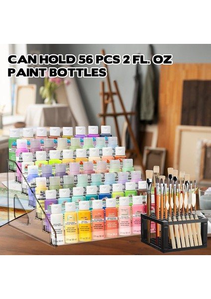 Boya Fırçası Tutuculu 2 Adet Şeffaf Boya Saklama Kutusu, 7 El Sanatları Boya Saklama Rafı, Boya Saklama Için Minyatür Boya Rafı (Yurt Dışından) indirimleri