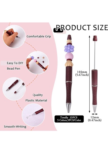 25 Adet Plastik Boncuklu Kalemler Kendin Yap Kalem Süsleme Malzemeleri Ofis Okul Kahverengi Kahve Gül Altın Pembe (Yurt Dışından) fırsatları