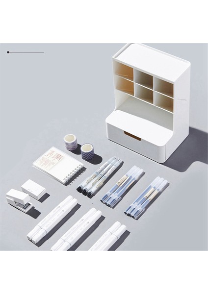 Çok Işlevli Kalemlik Saklama Kutusu Çekmecesi Çok Katmanlı Toz Geçirmez Masaüstü Ofis Malzemeleri Saklama Kutusu Beyaz (Yurt Dışından) fiyatları