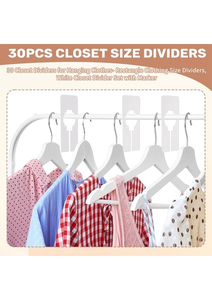 Giysileri Asmak Için 30 Dolap Bölücüsü - Dikdörtgen Giysi Boyutu Bölücüleri, Işaretleyicili Beyaz Dolap Bölücü Seti (Yurt Dışından) indirimleri