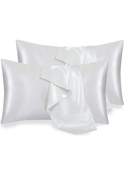 Saç ve Cilt Için Saten Yastık Kılıfı Ipek Yastık Kılıfı Beyaz Yumuşak Yastık Kılıfları 4'lü Paket 20X30 Inç Zarf Kapatmalı (Yurt Dışından) fiyatları
