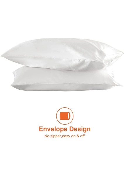 Saç ve Cilt Için Saten Yastık Kılıfı Ipek Yastık Kılıfı Beyaz Yumuşak Yastık Kılıfları 4'lü Paket 20X30 Inç Zarf Kapatmalı (Yurt Dışından) fırsatları