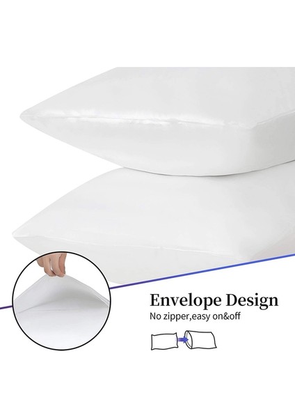 Saç ve Cilt Için Saten Yastık Kılıfı Ipek Yastık Kılıfı Beyaz Yumuşak Yastık Kılıfları 4'lü Paket 20X30 Inç Zarf Kapatmalı (Yurt Dışından) indirimleri