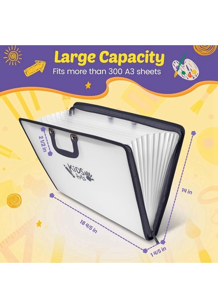 Çocuk Sanat Portföyü - 13 Cepli Akordeon Dosya Düzenleyici, Saplı ve Fermuarlı Çocuk Sanat Portföyü (Yurt Dışından) fırsatları