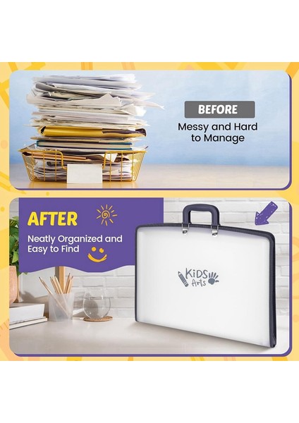 Çocuk Sanat Portföyü - 13 Cepli Akordeon Dosya Düzenleyici, Saplı ve Fermuarlı Çocuk Sanat Portföyü (Yurt Dışından) indirimleri