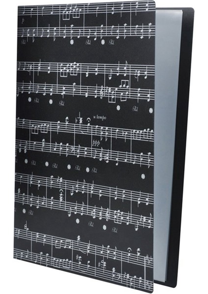 Müzik Notası Dosyası Kağıt Saklama Klasörü Belge Tutucu Boş Sayfa Dosyaları Plastik A4 Boyutu 40 Cep (Müzik Notası Siyah) (Yurt Dışından)