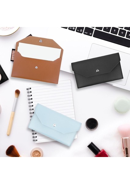 3 Adet Pu Deri Nakit Zarfları, Su Geçirmez Para Zarfları, Yeniden Kullanılabilir Nakit Cüzdan Çantaları, Bütçe Zarfları, Kahverengi, Siyah ve Mavi (Yurt Dışından) modelleri