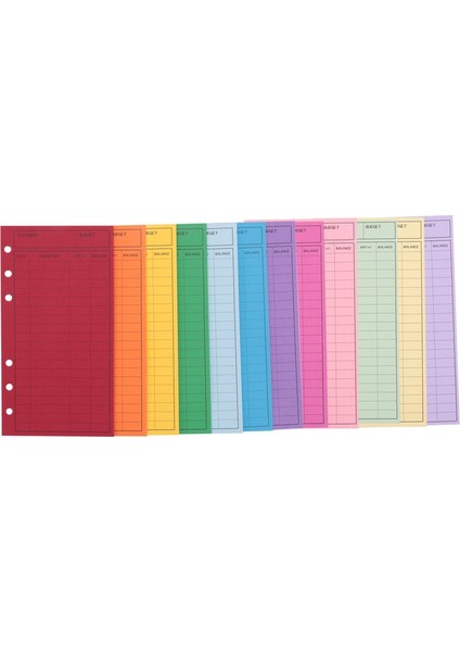 12 Bütçe Zarfı, Kart Nakit Zarf Sistemi, Para Tasarrufu, Çeşitli Renkler, Dikey Düzen ve Delikli (Yurt Dışından) modelleri