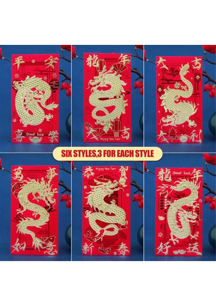 Kırmızı Zarflar Çin Yeni Yılı Ejderhası 2024, Ejderhanın Ay Yeni Yılı Zarfı Şanslı Para Zarfları (18 Adet) (Yurt Dışından) modelleri