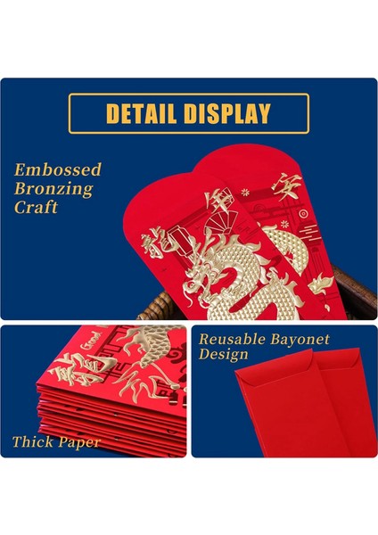 Kırmızı Zarflar Çin Yeni Yılı Ejderhası 2024, Ejderhanın Ay Yeni Yılı Zarfı Şanslı Para Zarfları (18 Adet) (Yurt Dışından) fırsatları