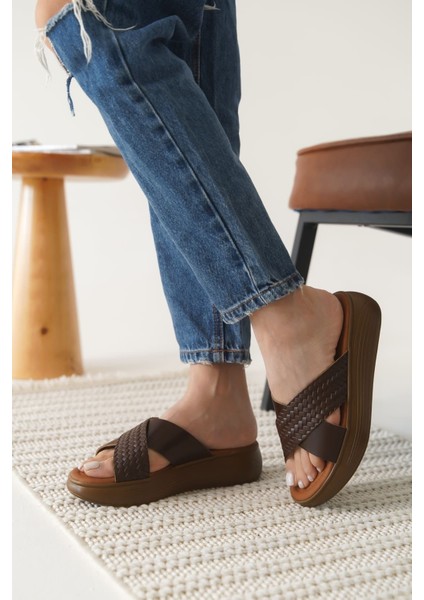 Fayn Acı Kahve Hakiki Deri Terlik