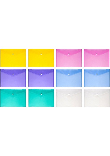 12 Adet Çok Amaçlı Dosya Zarfı A4 Plastik Pvc Çıtçıtlı Dosya Çantası Kartvizitlikli Dosya Çantası 6 Renk (Yurt Dışından) fiyatları