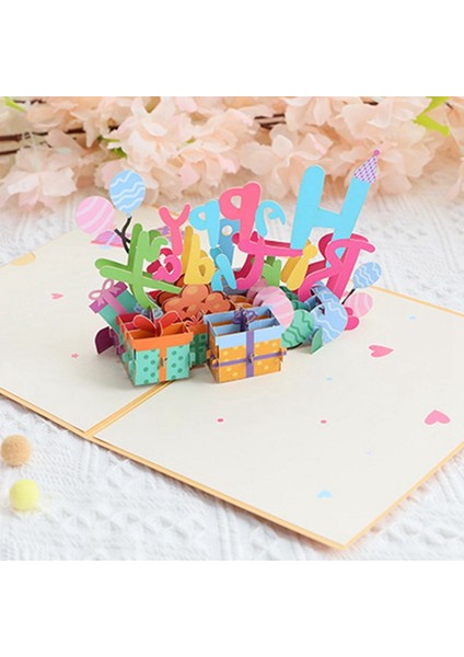 3D Üç Boyutlu Doğum Günü Tebrik Kartı Renkli El Yapımı Kağıt Oyması Nimet Hediye Mesajı Eklenebilir Dijital Kart (Yurt Dışından) modelleri