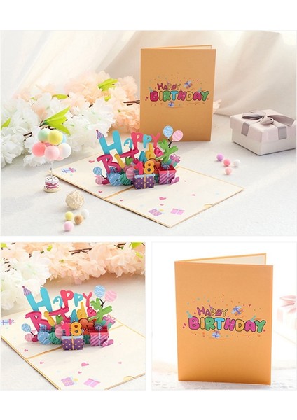 3D Üç Boyutlu Doğum Günü Tebrik Kartı Renkli El Yapımı Kağıt Oyması Nimet Hediye Mesajı Eklenebilir Dijital Kart (Yurt Dışından) fırsatları