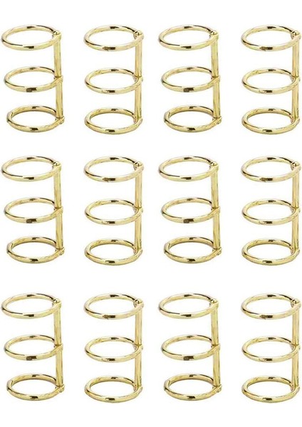 12 Adet 3 Halkalı Kitap Halkaları Yaprak Klasörler Ofis Kitap Halkaları Çıtçıtlı Bölmeli Menteşeli 20MM Iç Çaplı Kitap Halkası Altın (Yurt Dışından)
