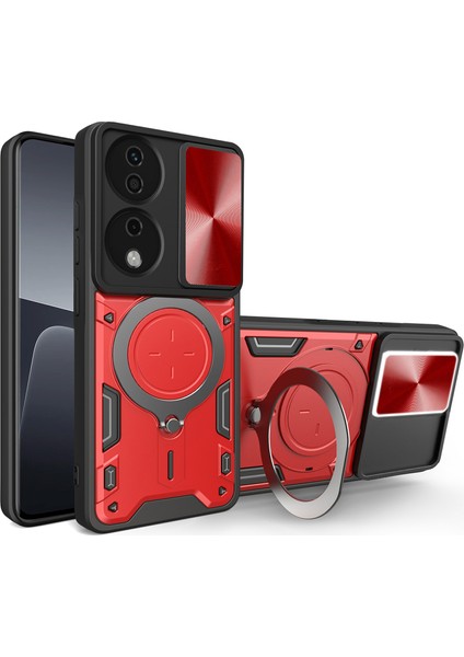 Honor X7B 4g/90 Akıllı Kılıf Tpu+Pc Destekli Askeri Sınıf Darbeye Dayanıklı Telefon Kılıfı-Kırmızı (Yurt Dışından)
