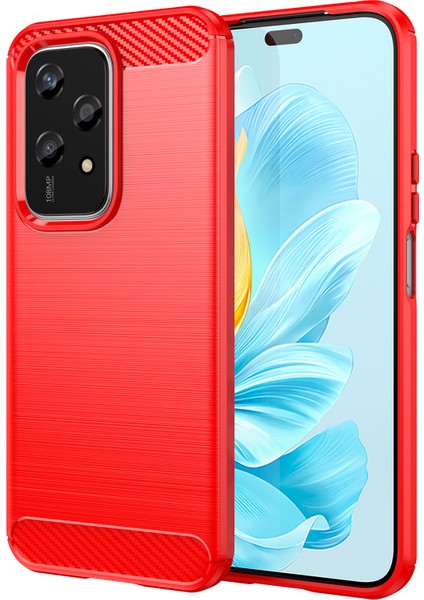 Honor 200 Lite Karbon Fiber Doku Yumuşak Tpu Koruyucu Telefon Kılıfı-Kırmızı (Yurt Dışından)