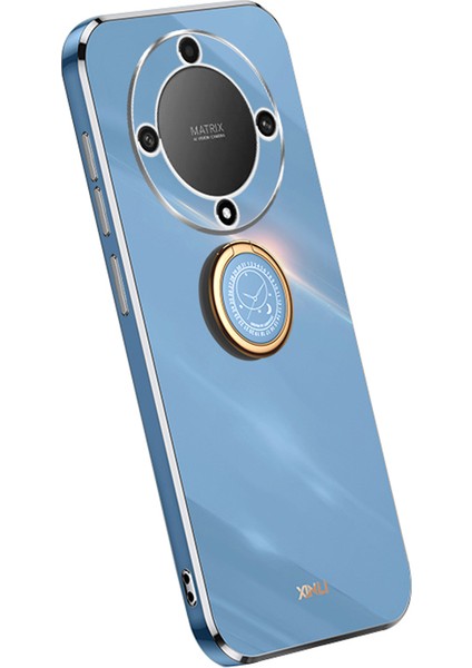 Xınlı For Honor Magic5 Lite 5G/X9A 5g Halkalı Kickstand Elektrokaplama Telefon Kılıfı Tpu Telefon Kılıfı-Mavi (Yurt Dışından)