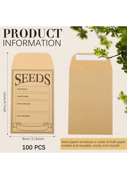 100 Adet Tohum Zarfı 3,1x4,7 Inç, Kahverengi Kağıt Tohum Paketleri, Sebze Saklama Zarfları (Yurt Dışından) indirimleri