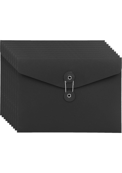 10 Adet Kraft Ipli Zarf Dosya Klasörleri A5 Mektup Boyutu Ofis Okul Siyah Belge Düzenleyici (Yurt Dışından)