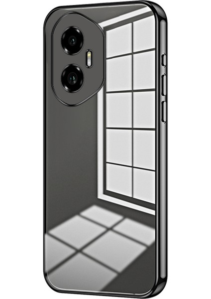 Honor 300 Kılıf Galvanik Çerçeve Yumuşak Tpu Telefon Kılıfı-Siyah (Yurt Dışından)