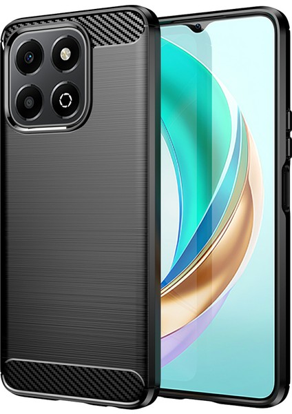 Honor X6B 4g Kılıf Karbon Fiber Doku Tpu Fırçalanmış Telefon Kılıfı-Siyah (Yurt Dışından)