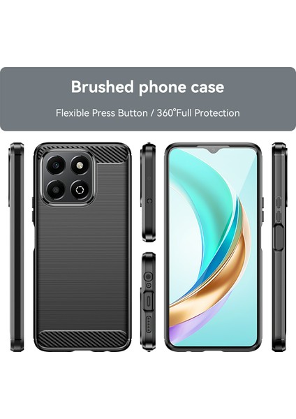Honor X6B 4g Kılıf Karbon Fiber Doku Tpu Fırçalanmış Telefon Kılıfı-Siyah (Yurt Dışından) modelleri