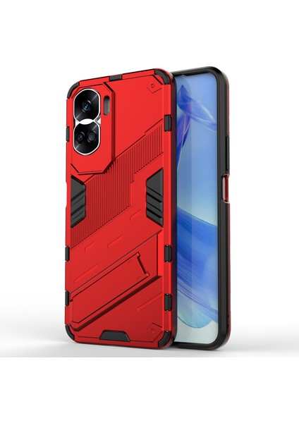 Honor 90 Lite 5G/X50I 5g Düşme Korumalı Telefon Kılıfı Kickstand Pc+Tpu Arka Kapak-Kırmızı (Yurt Dışından)