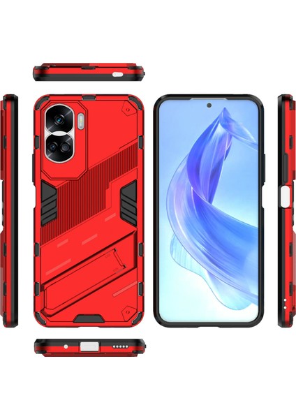 Honor 90 Lite 5G/X50I 5g Düşme Korumalı Telefon Kılıfı Kickstand Pc+Tpu Arka Kapak-Kırmızı (Yurt Dışından) indirimleri