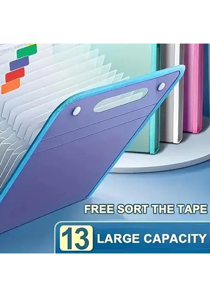 4 Parça Genişletilmiş Su Geçirmez Klasör, Saplı Dikey Dosya Yöneticisi 13 Cepli A4 Çok Sayfalı Taşınabilir Ofis Klasörleri E (Yurt Dışından) modelleri
