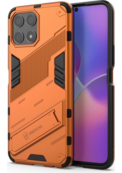 Honor X30I Düşmeye Karşı Destekli Ayak Fonksiyonlu Kombo Pc+Tpu Kılıf Çift Katmanlı Koruyucu Cep Telefonu Kabuğu-Turuncu (Yurt Dışından)