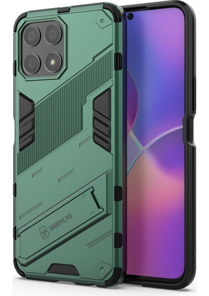 Honor X30I Düşmeye Karşı Destekli Ayak Fonksiyonlu Kombo Pc+Tpu Kılıf Çift Katmanlı Koruyucu Cep Telefonu Kabuğu-Yeşil (Yurt Dışından)