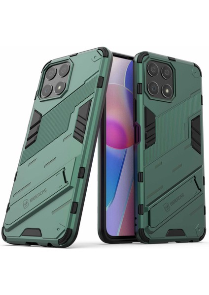 Honor X30I Düşmeye Karşı Destekli Ayak Fonksiyonlu Kombo Pc+Tpu Kılıf Çift Katmanlı Koruyucu Cep Telefonu Kabuğu-Yeşil (Yurt Dışından) modelleri