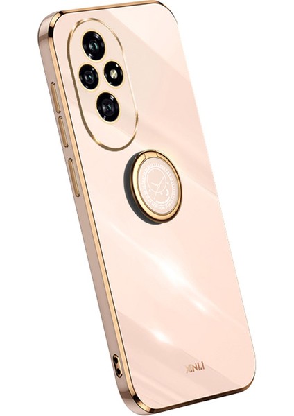 Xınlı For Honor 200 5g Kılıf Halka Tutucu Ayaklı Galvanik Yumuşak Tpu Kapak-Pembe (Yurt Dışından)