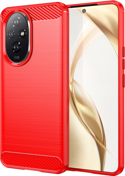 Honor 200 5g Kılıf Karbon Fiber Doku Fırçalanmış Tpu Yumuşak Telefon Kılıfı-Kırmızı (Yurt Dışından)