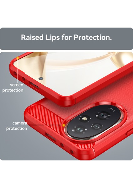Honor 200 5g Kılıf Karbon Fiber Doku Fırçalanmış Tpu Yumuşak Telefon Kılıfı-Kırmızı (Yurt Dışından) modelleri