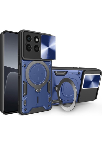 Honor X8B 4g Kılıf Tpu+Pc Halka Ayaklı Telefon Kılıfı Destekli Manyetik Araç Tutucu-Mavi (Yurt Dışından)