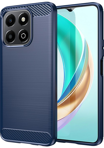 Honor X6B 4g Kılıf Karbon Fiber Doku Tpu Fırçalanmış Telefon Kılıfı-Mavi (Yurt Dışından)