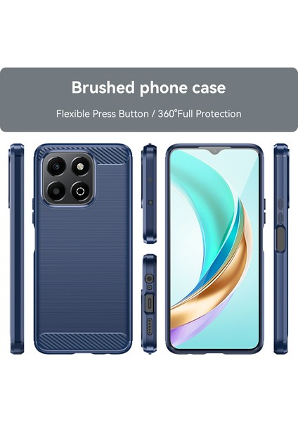 Honor X6B 4g Kılıf Karbon Fiber Doku Tpu Fırçalanmış Telefon Kılıfı-Mavi (Yurt Dışından) modelleri