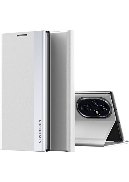Honor 200 5g Kılıf Pu Deri Elektrokaplama Telefon Kılıfı Standı Görünüm-Beyaz (Yurt Dışından)