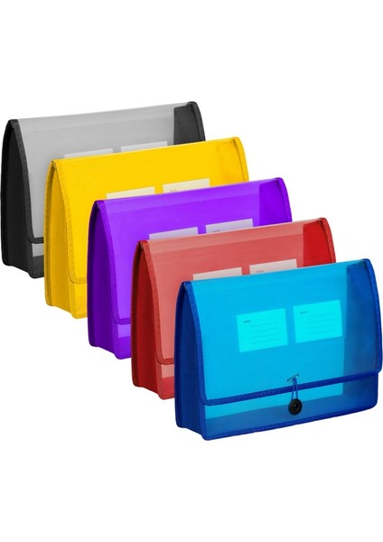 5'li Paket A4 Plastik Dosya Cüzdanı Zarf Genişleyen Dosya Klasörü ve Etiket Cebi Şeffaf Renkli Su Geçirmez Ofis Ev Için (Yurt Dışından) fiyatları