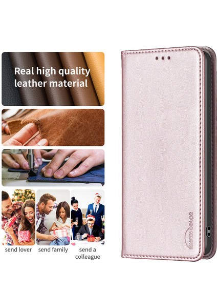 Bınfen Color BF18 Honor 200 Lite Kılıf Kart Yuvaları Deri Telefon Kılıfı Manyetik Kapatma-Gül Altını (Yurt Dışından) fırsatları
