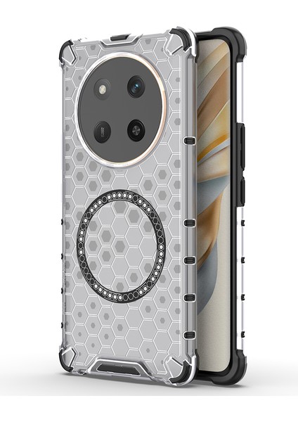 Honor X60 Pro 5g Kılıfı Magsafe Honeycomb Tasarım Tpu+Pc Telefon Kılıfı ile Uyumlu-Şeffaf (Yurt Dışından)
