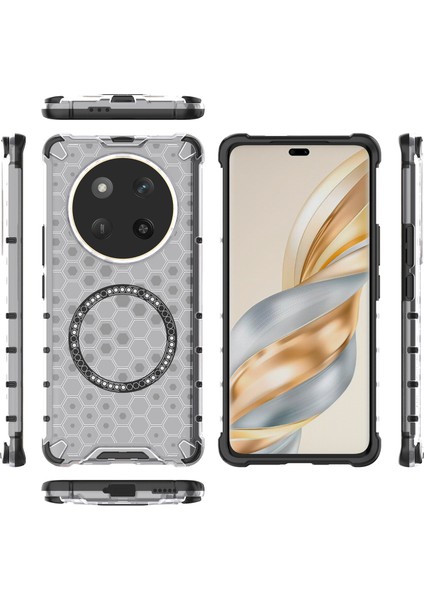 Honor X60 Pro 5g Kılıfı Magsafe Honeycomb Tasarım Tpu+Pc Telefon Kılıfı ile Uyumlu-Şeffaf (Yurt Dışından) modelleri