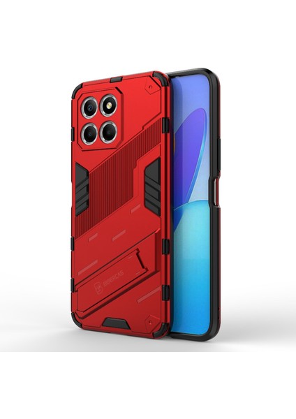 Honor X8 5g Için Kickstand Telefon Kılıfı, Sert Pc + Yumuşak Tpu Düşmeye Karşı Hibrit Koruyucu Kılıf-Kırmızı (Yurt Dışından)