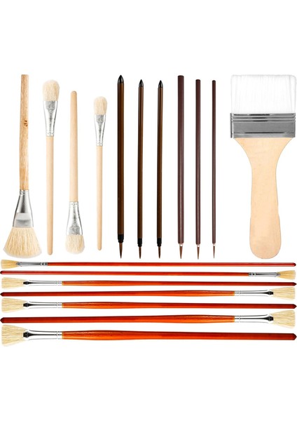 18 Adet Seramik Sır Fırçası, Ahşap Uzun Saplı Sanatçı Yelpaze Boya Seramik Fırça Seti, Akrilik Yağlı Boya Seramikleri Için (Yurt Dışından)