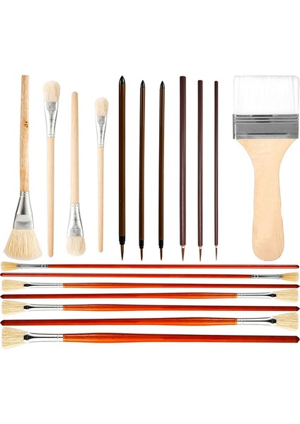 18 Adet Seramik Sır Fırçası, Ahşap Uzun Saplı Sanatçı Yelpaze Boya Seramik Fırça Seti, Akrilik Yağlı Boya Seramikleri Için (Yurt Dışından) fiyatları