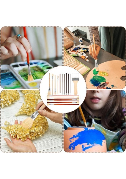 18 Adet Seramik Sır Fırçası, Ahşap Uzun Saplı Sanatçı Yelpaze Boya Seramik Fırça Seti, Akrilik Yağlı Boya Seramikleri Için (Yurt Dışından) modelleri